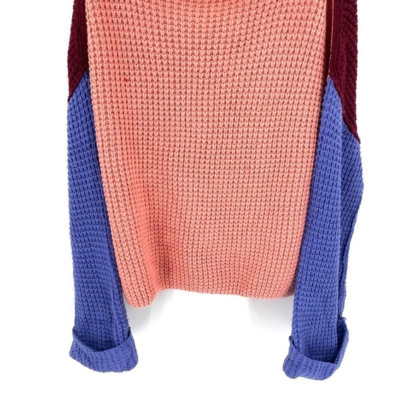 Free People Park City Color block Knit Oversized Chunky Pullover Sweater - Picture 6 of 9